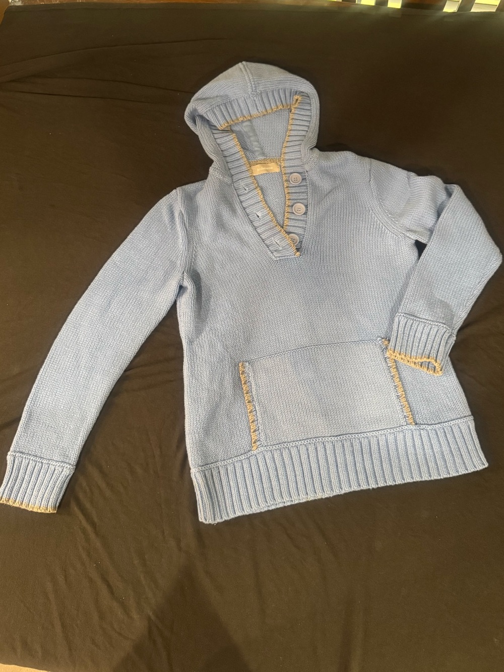 Liz Claiborne Blue Hooded Chunky Knit Pullover Sweater Size L